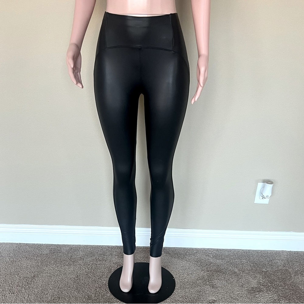 Black High-Waisted Faux Leather Leggings. Can be dressed up or down. Size XS.